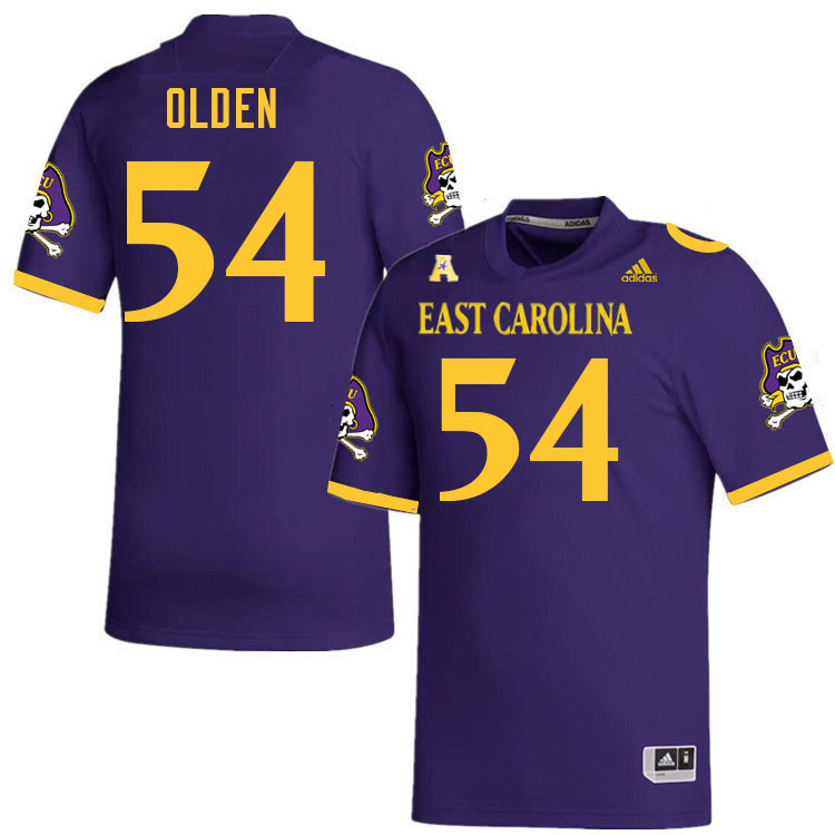 Men #54 Jayden Olden ECU Pirates College Football Jerseys Stitched-Purple